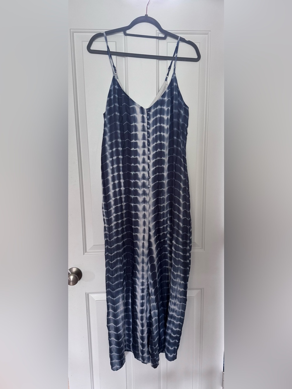 Hem & Thread NWOT Navy and White Tie-Dye Wide Leg Jumpsuit